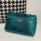 Genuine Lizard Skin Leather Zipper Cosmetic Handle Bag-10