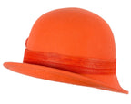 Orange felt cloche hat with lace by Fillies Collection-2