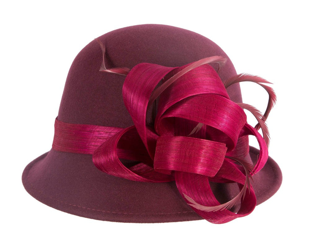 Exclusive wine colored cloche winter hat by Fillies Collection-3