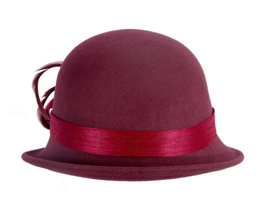 Exclusive wine colored cloche winter hat by Fillies Collection-2