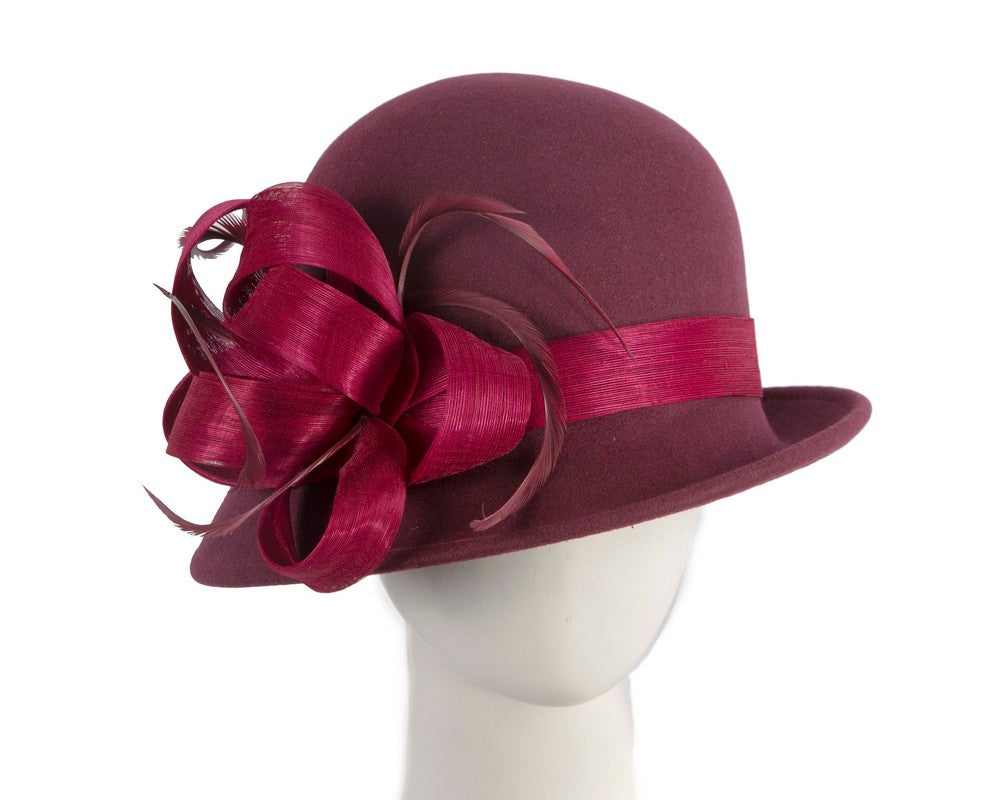 Exclusive wine colored cloche winter hat by Fillies Collection-0