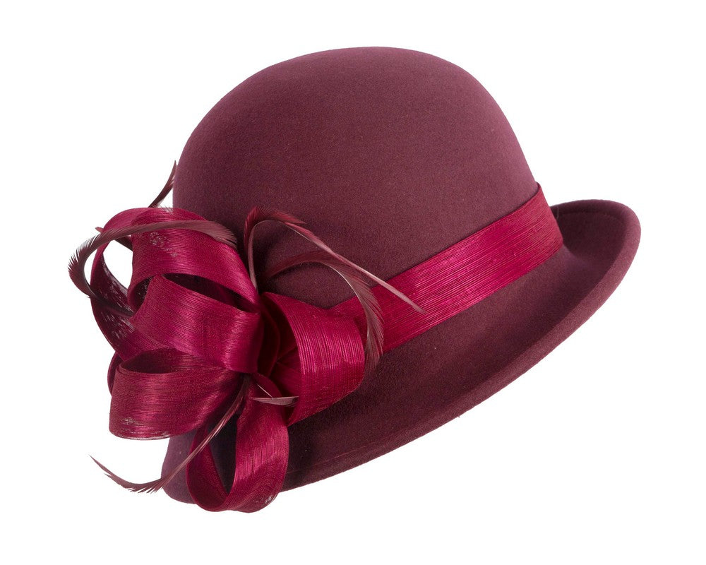 Exclusive wine colored cloche winter hat by Fillies Collection-1