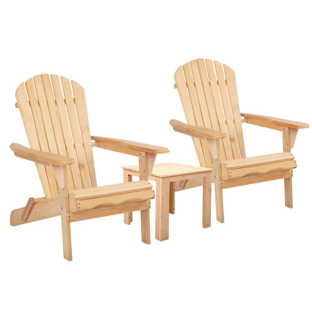 NNEDSZ 3 Piece Wooden Outdoor Beach Chair and Table Set