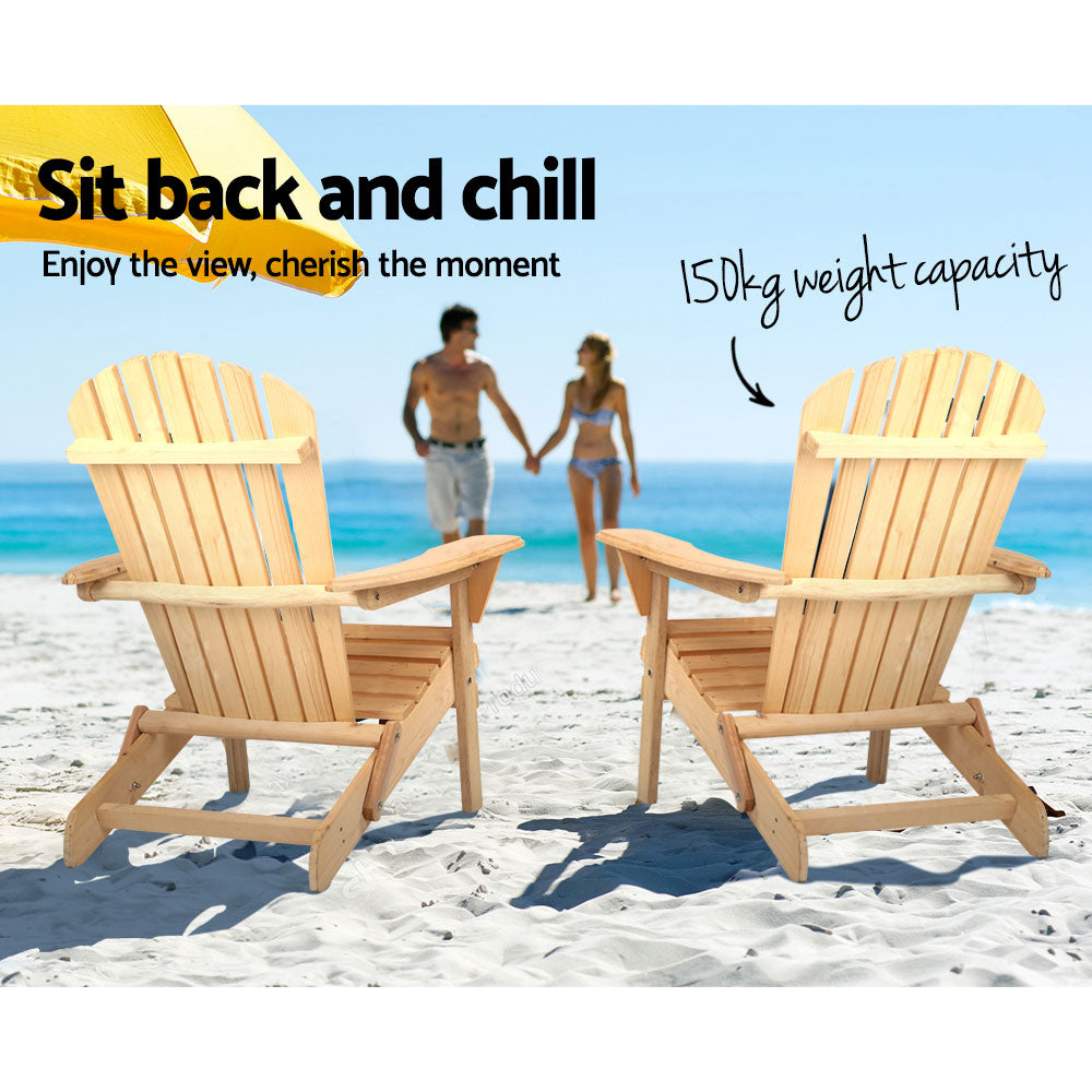 NNEDSZ 3 Piece Wooden Outdoor Beach Chair and Table Set