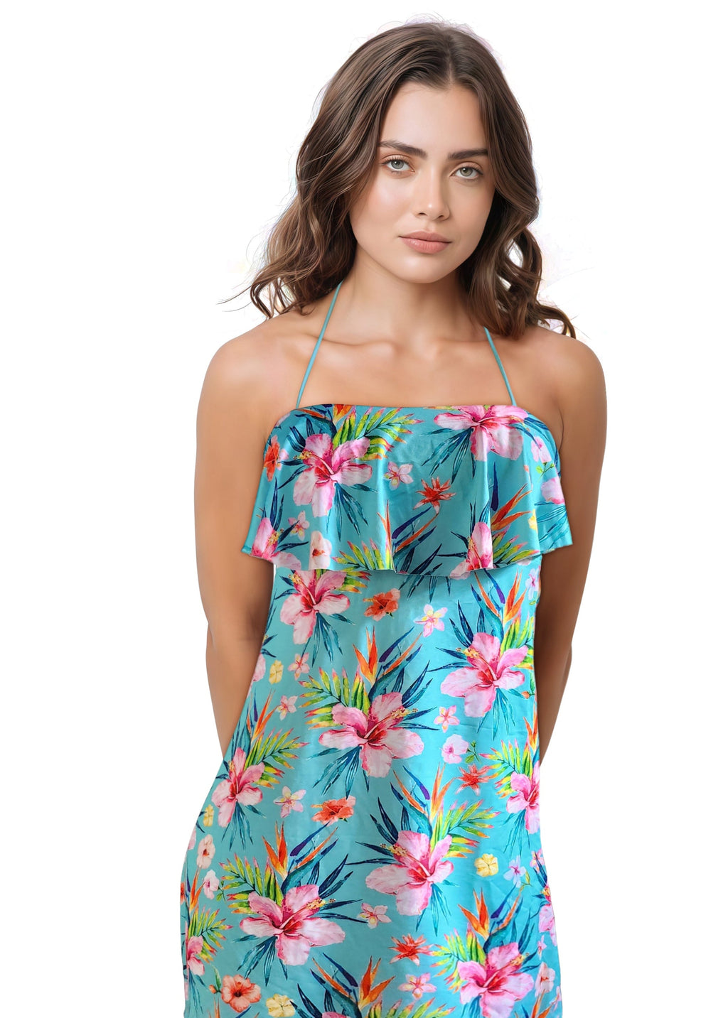 Loco Boutique Floral Flounce Front Short Dress-0