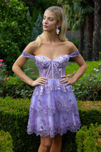 Glitter Print Mesh Sweetheart Neckline Homecoming Dress-8