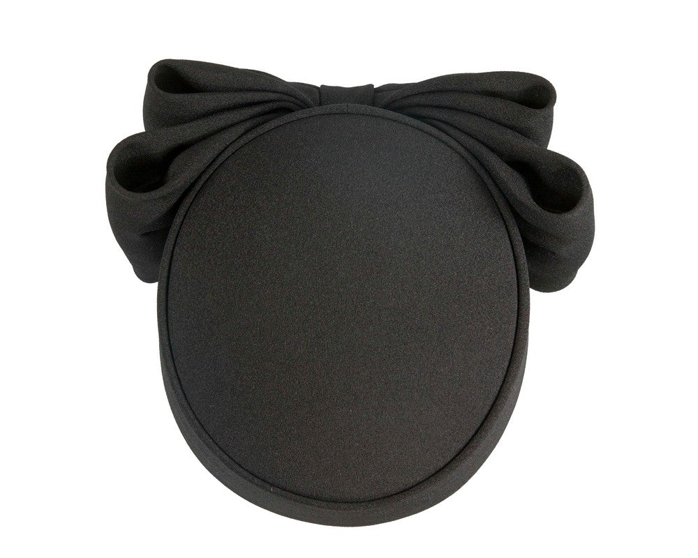 Exclusive large black pillbox hat by Cupids Millinery