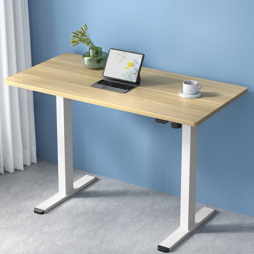 NNEDSZ Artiss Standing Desk Motorised Sit Stand Desks White Oak 140CM