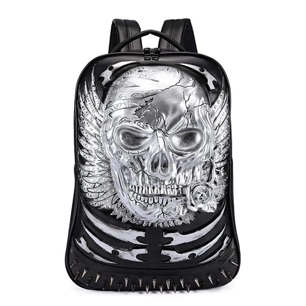 Hoody Hoodie 3D Skull Ghost Backpack Rivets Punk Travelling Rucksack Computer Bags