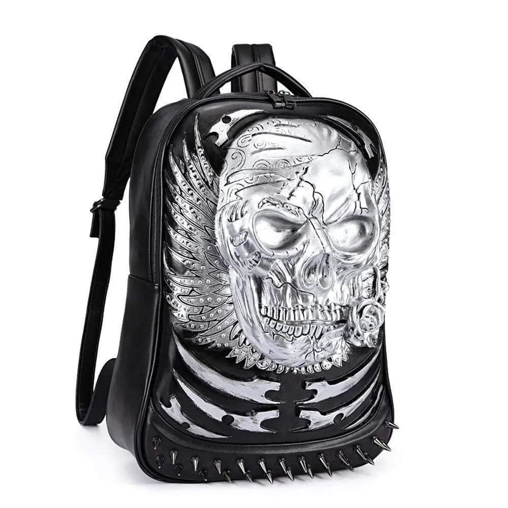 Hoody Hoodie 3D Skull Ghost Backpack Rivets Punk Travelling Rucksack Computer Bags