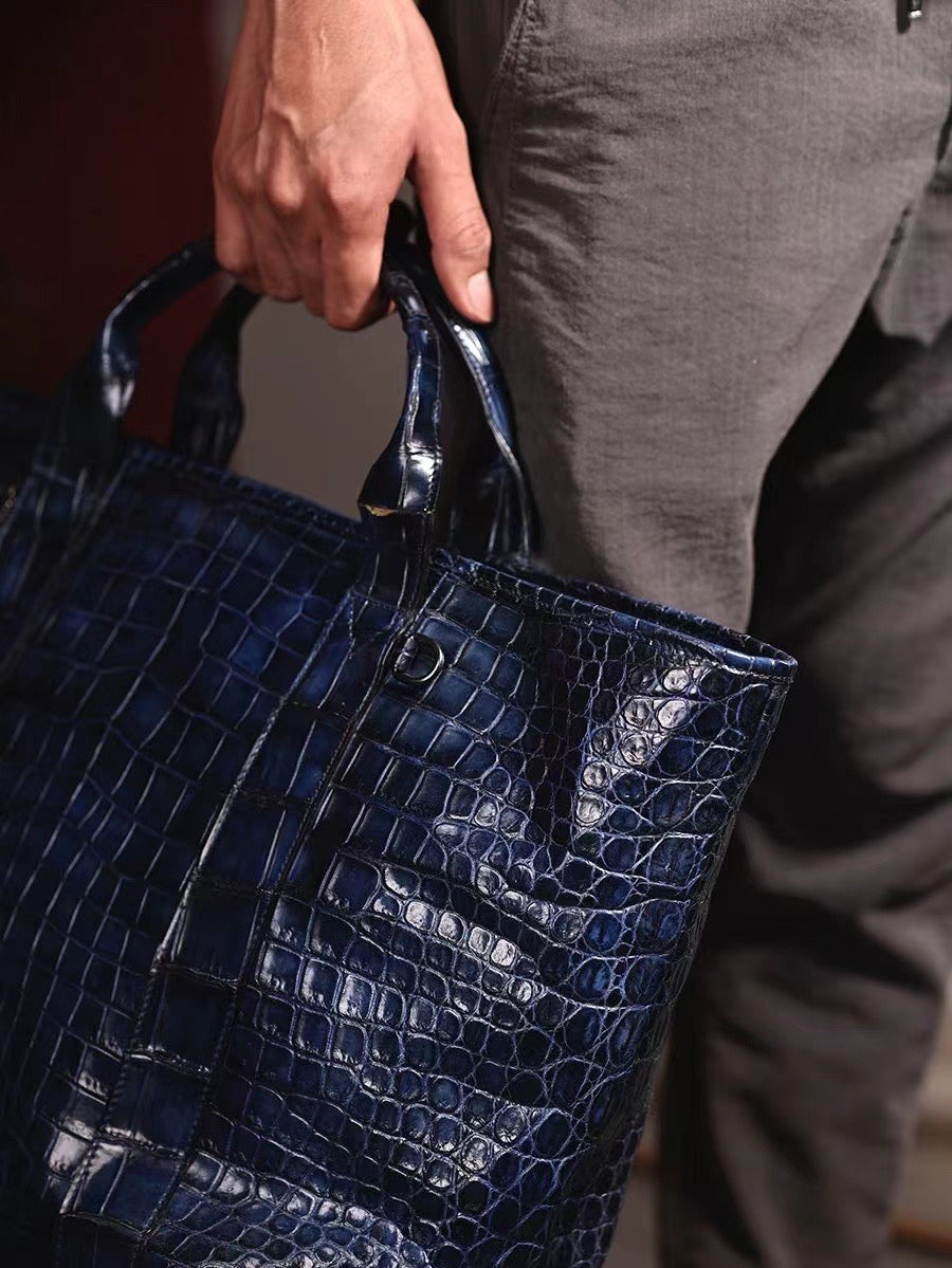 Crocodile Leather Shopper Tote Travel  Bag