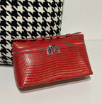 Genuine Lizard Skin Leather Zipper Cosmetic Handle Bag-1