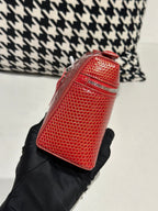 Genuine Lizard Skin Leather Zipper Cosmetic Handle Bag-3