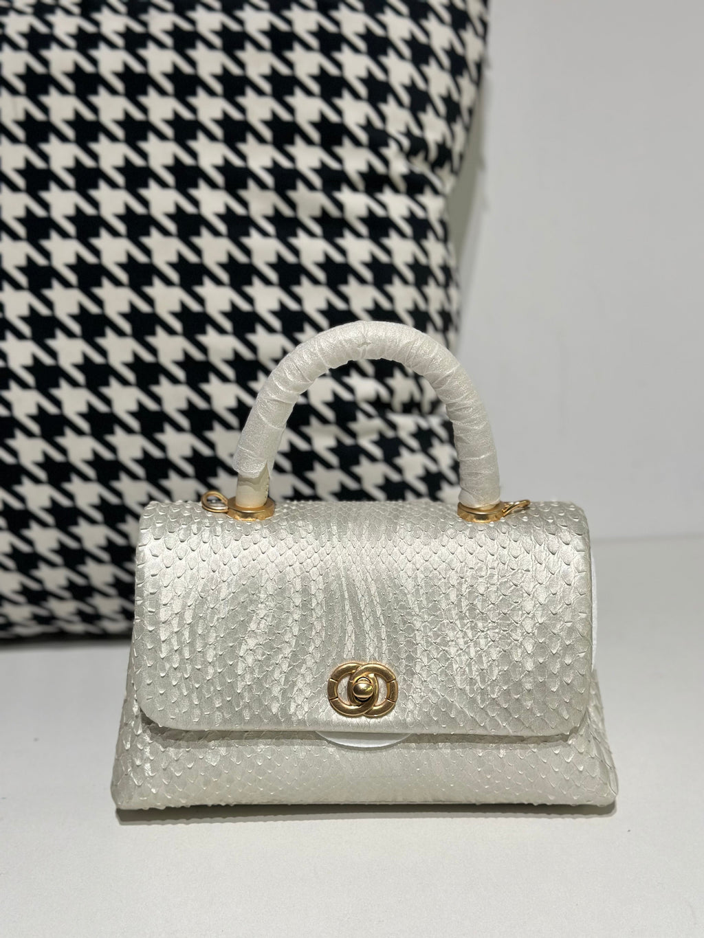 Genuine Python Skin Leather Top Handle Cross Body Bags-6