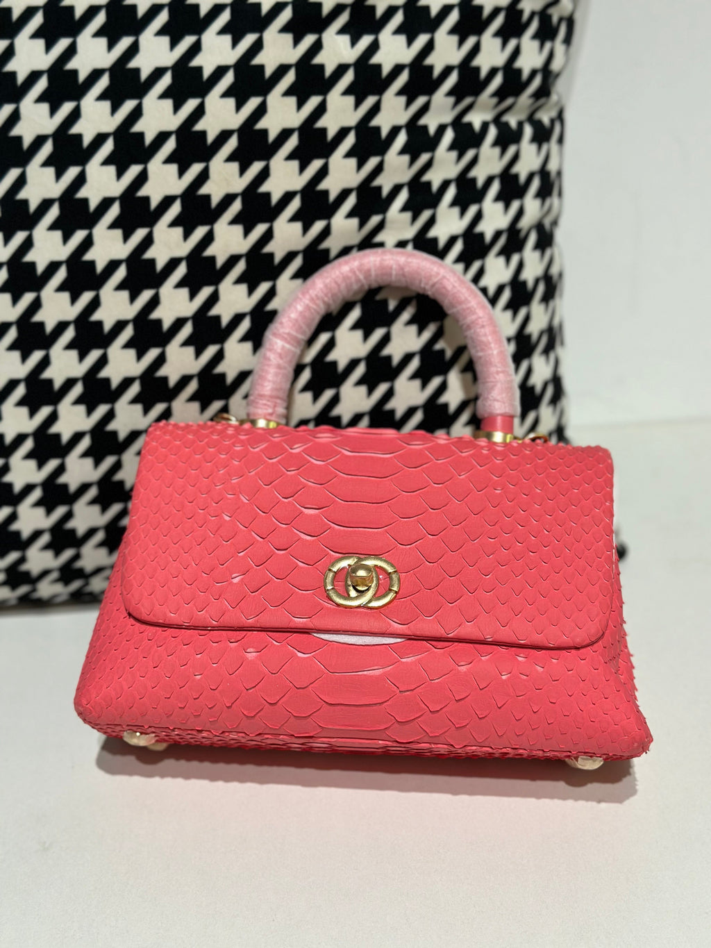 Genuine Python Skin Leather Top Handle Cross Body Bags-4