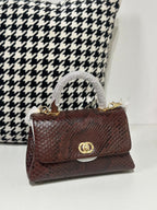 Genuine Python Skin Leather Top Handle Cross Body Bags-11