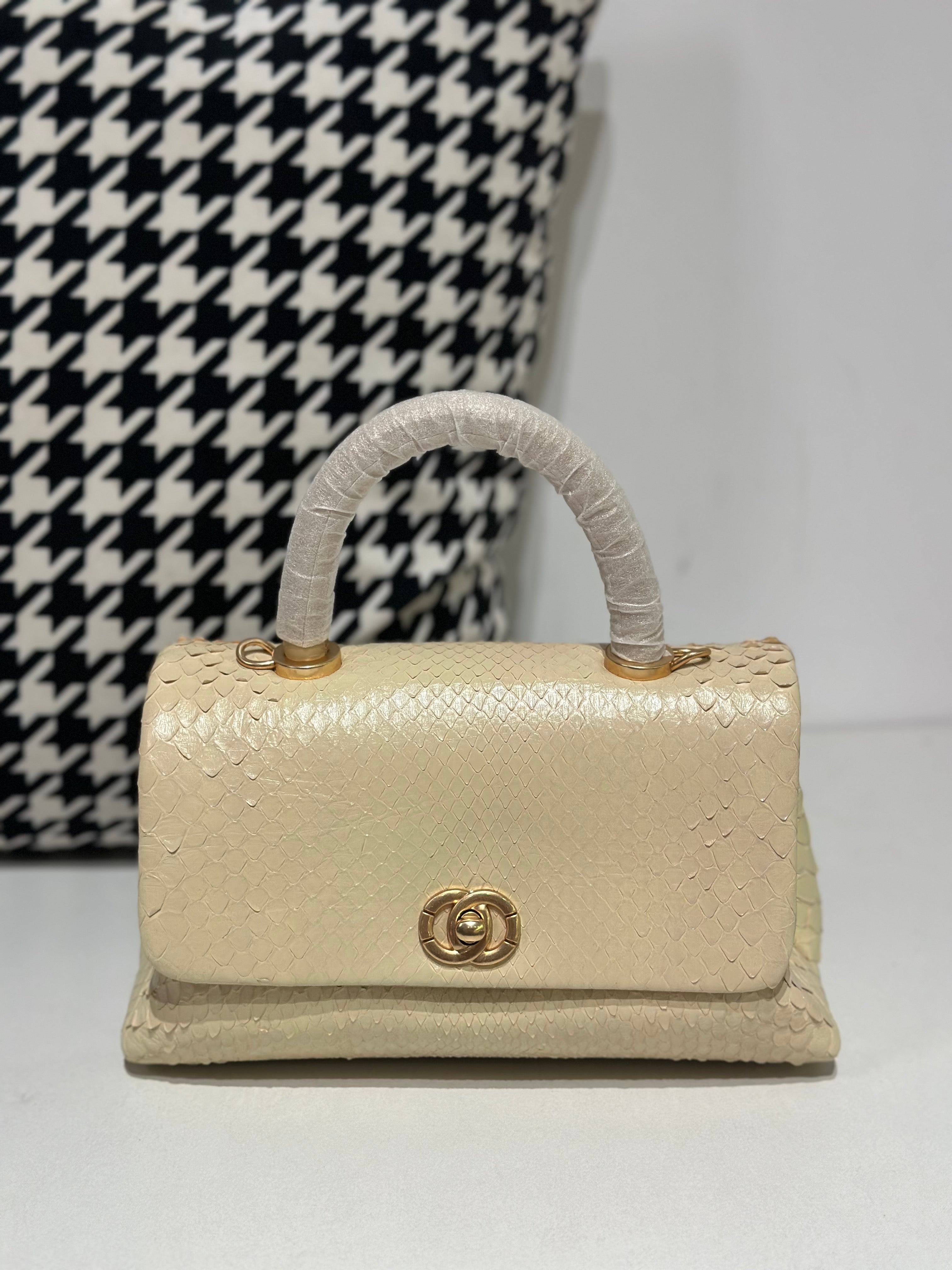 Genuine Python Skin Leather Top Handle Cross Body Bags-1