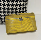 Genuine Lizard Skin Leather Zipper Cosmetic Handle Bag-12