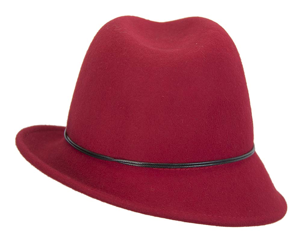 Red ladies fashion felt trilby hat by Max Alexander-3
