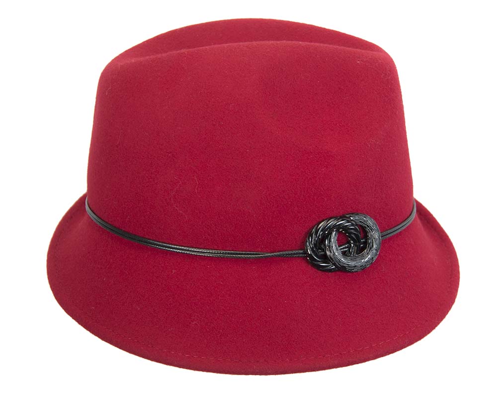 Red ladies fashion felt trilby hat by Max Alexander-4