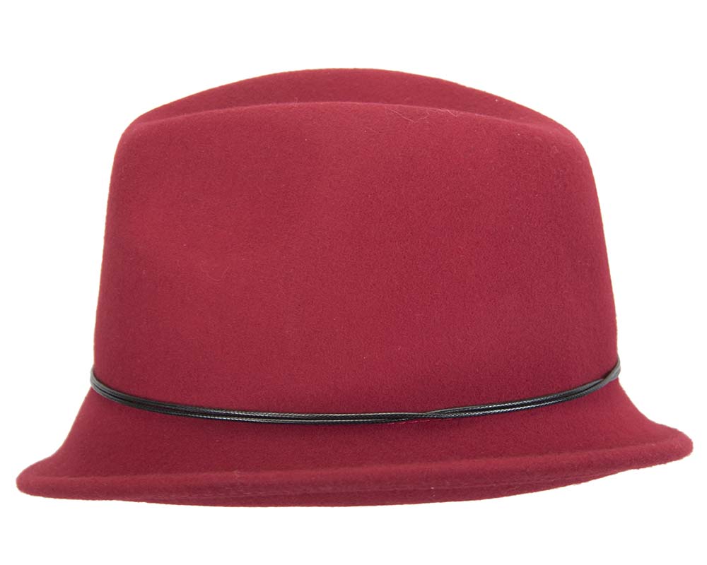 Red ladies fashion felt trilby hat by Max Alexander-2