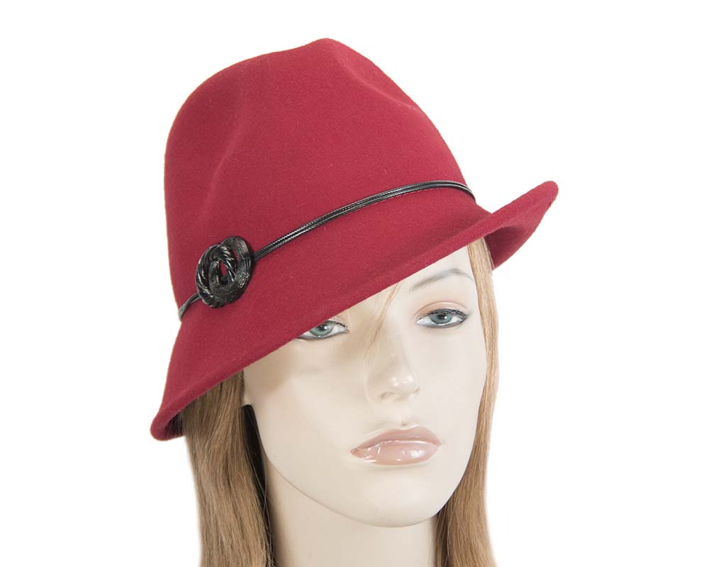 Red ladies fashion felt trilby hat by Max Alexander-0