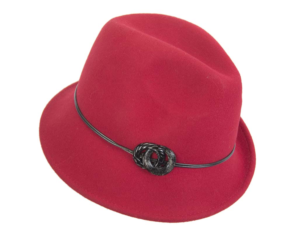Red ladies fashion felt trilby hat by Max Alexander-1