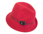 Red ladies fashion felt trilby hat by Max Alexander-1