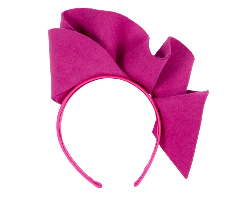 Fuchsia felt winter racing fascinator by Max Alexander-3