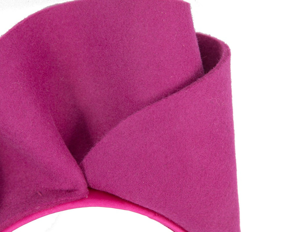 Fuchsia felt winter racing fascinator by Max Alexander-2