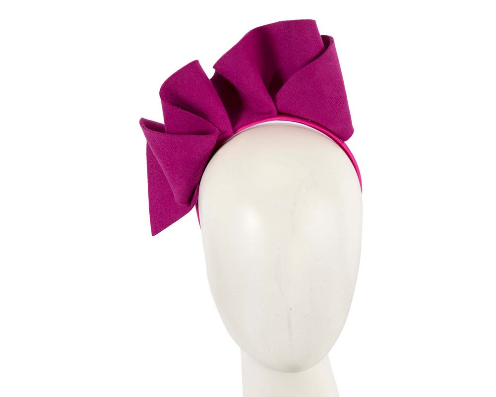 Fuchsia felt winter racing fascinator by Max Alexander-0