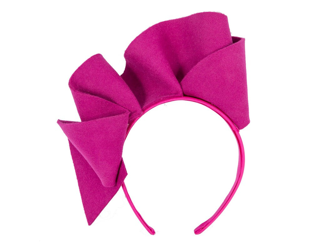 Fuchsia felt winter racing fascinator by Max Alexander-1