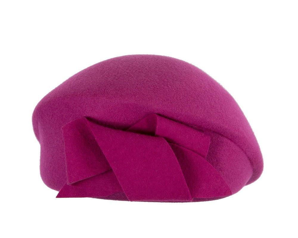 Fuchsia felt beret hat by Max Alexander-3