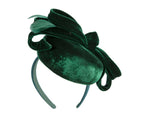 Green velvet pillbox winter fascinator-5