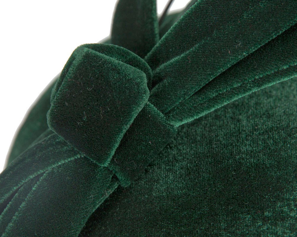 Green velvet pillbox winter fascinator-4