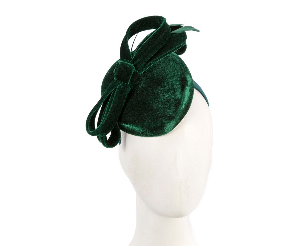 Green velvet pillbox winter fascinator-0