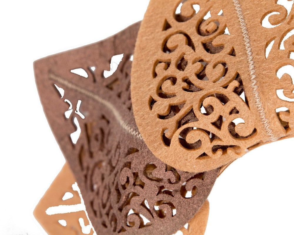 Modern beige & coffee racing fascinator by Max Alexander-2