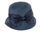 Navy cloche hat with bow by Max Alexander