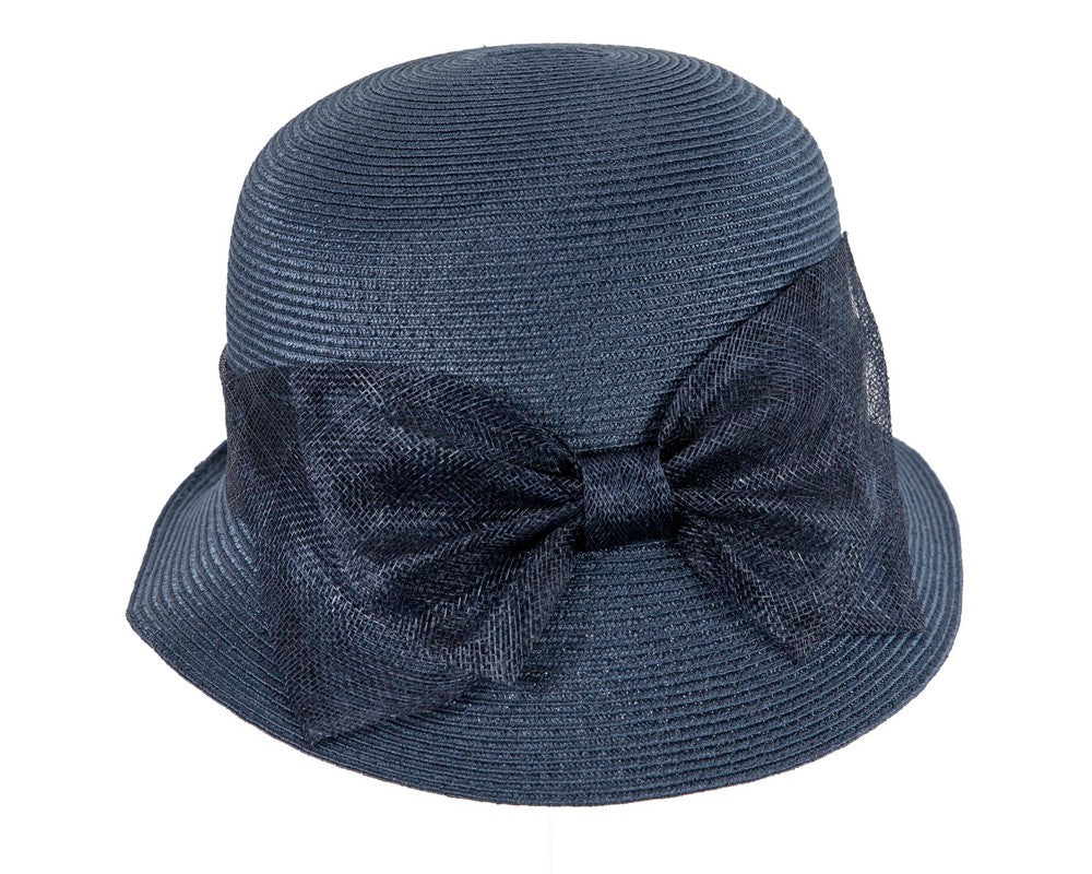 Navy cloche hat with bow by Max Alexander