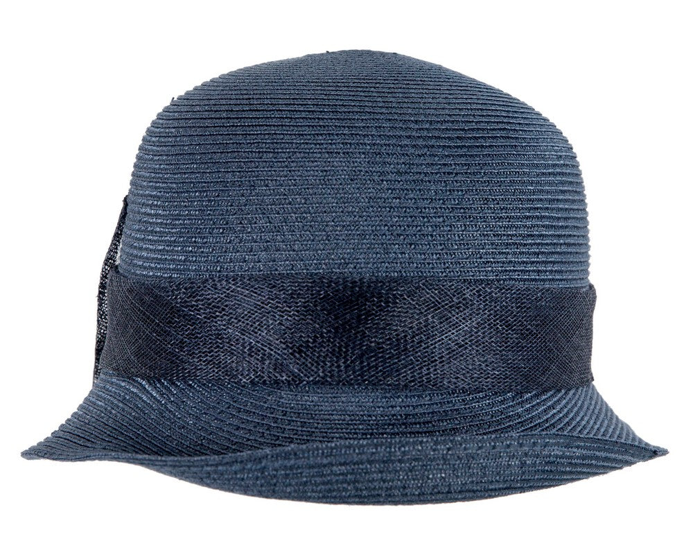 Navy cloche hat with bow by Max Alexander