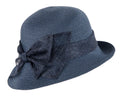 Navy cloche hat with bow by Max Alexander