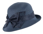 Navy cloche hat with bow by Max Alexander