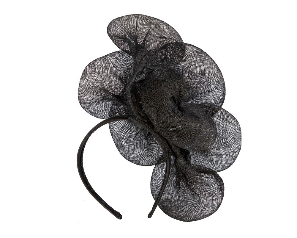 Large black sinamay flower fascinator by Max Alexander MA918-3