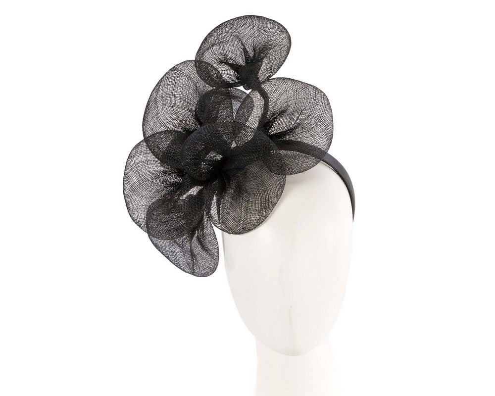 Large black sinamay flower fascinator by Max Alexander MA918-0
