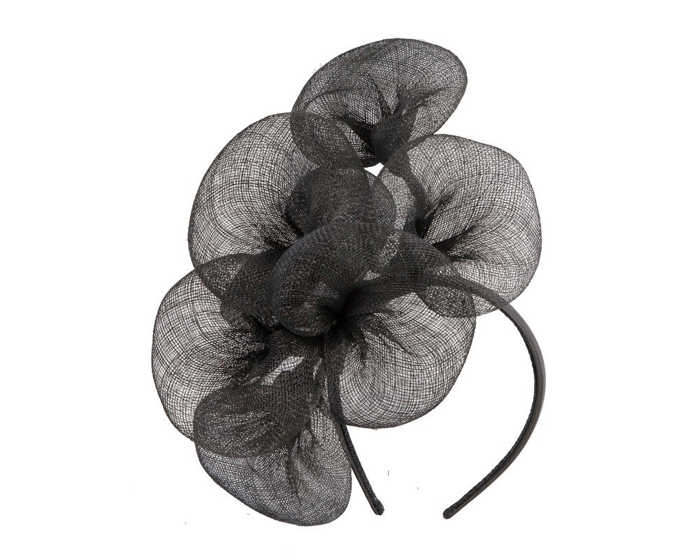 Large black sinamay flower fascinator by Max Alexander MA918-1