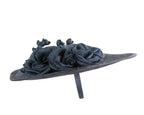 Large navy sinamay fascinator hat with flowers by Max Alexander