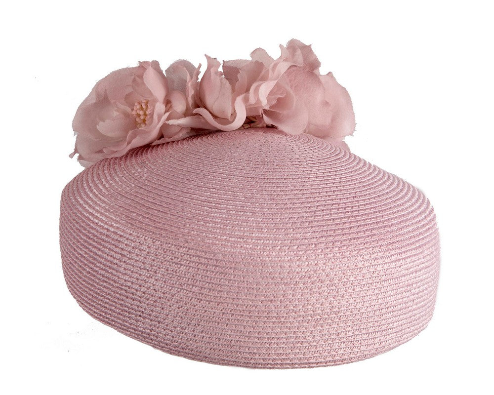 Modern dusty pink beret hat with flowers by Max Alexander-3