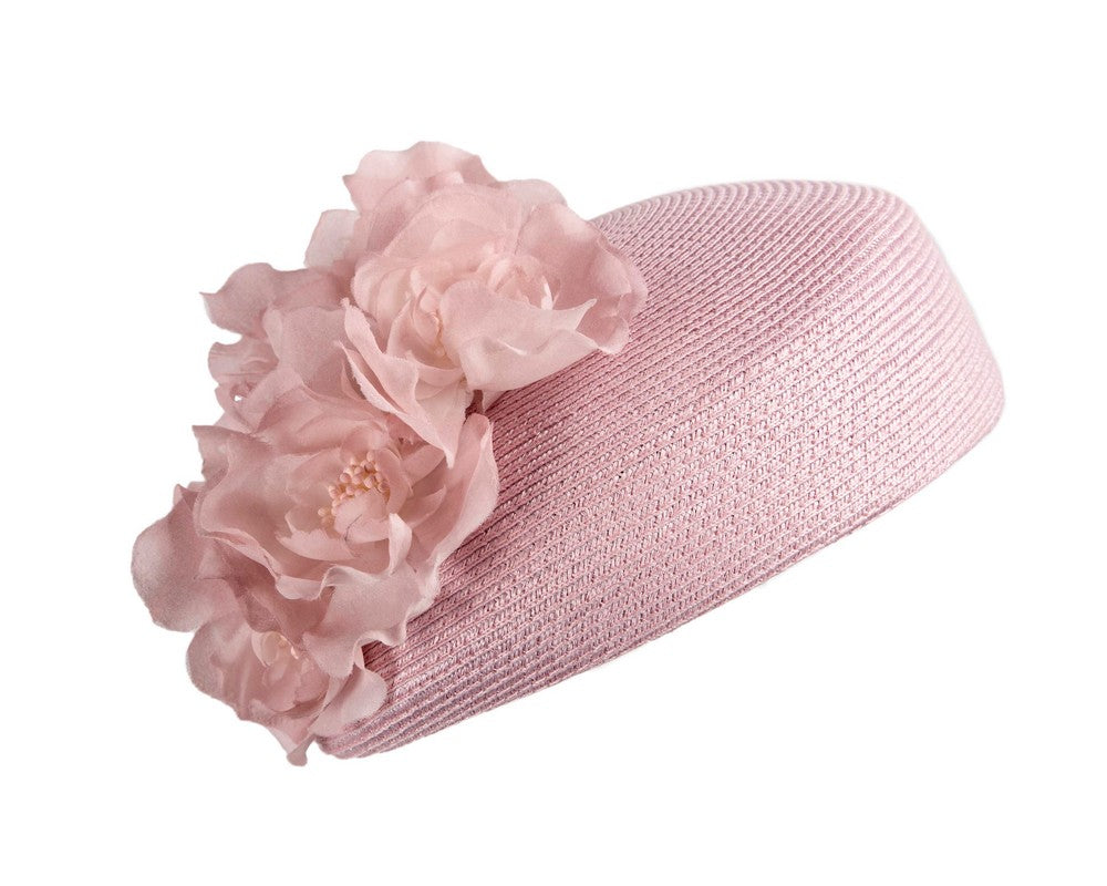 Modern dusty pink beret hat with flowers by Max Alexander-1