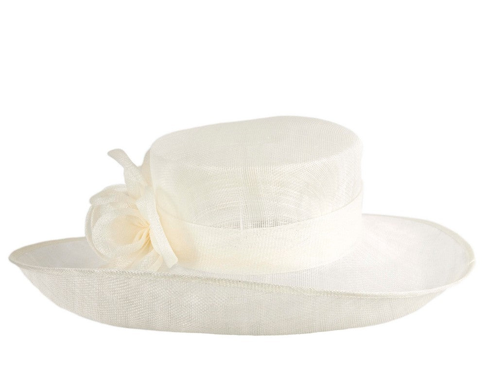 Cream wide brim sinamay fashion hat by Max Alexander-3
