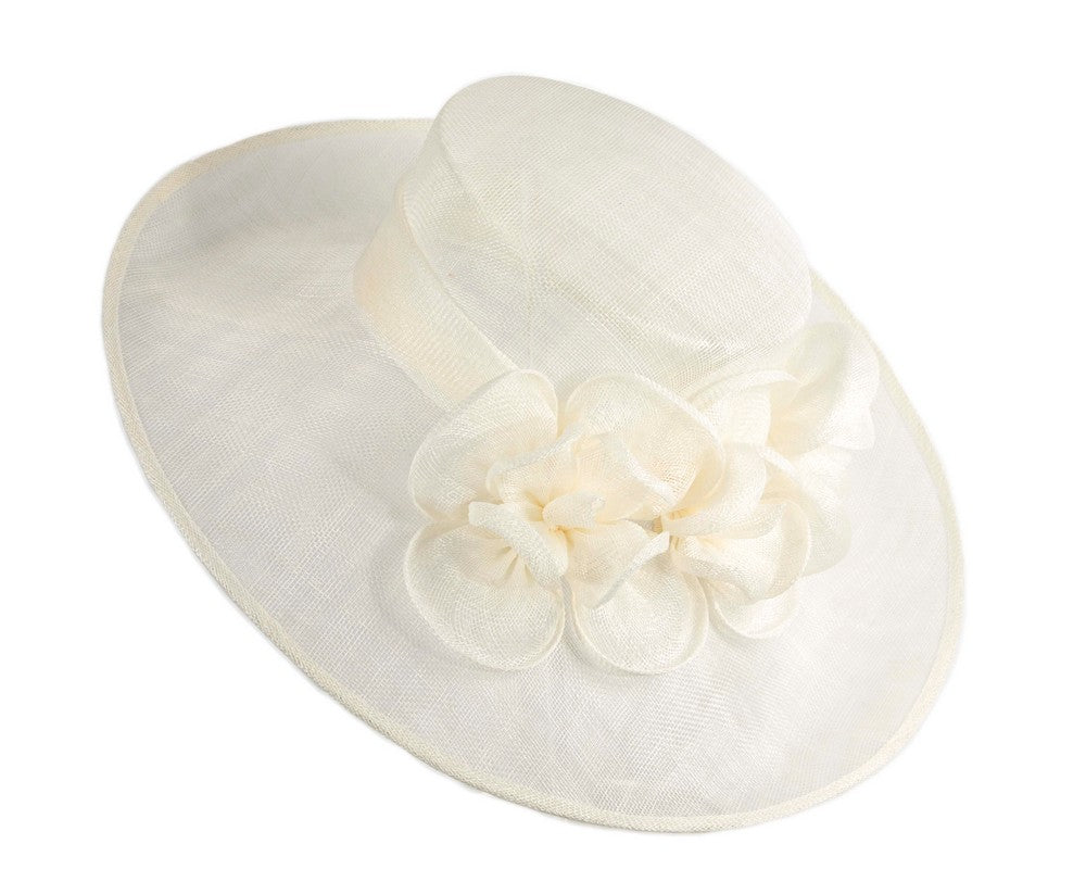 Cream wide brim sinamay fashion hat by Max Alexander-2